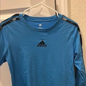 adidas Blue Long Sleeve Tee with Crew Neck and Performance Fabric